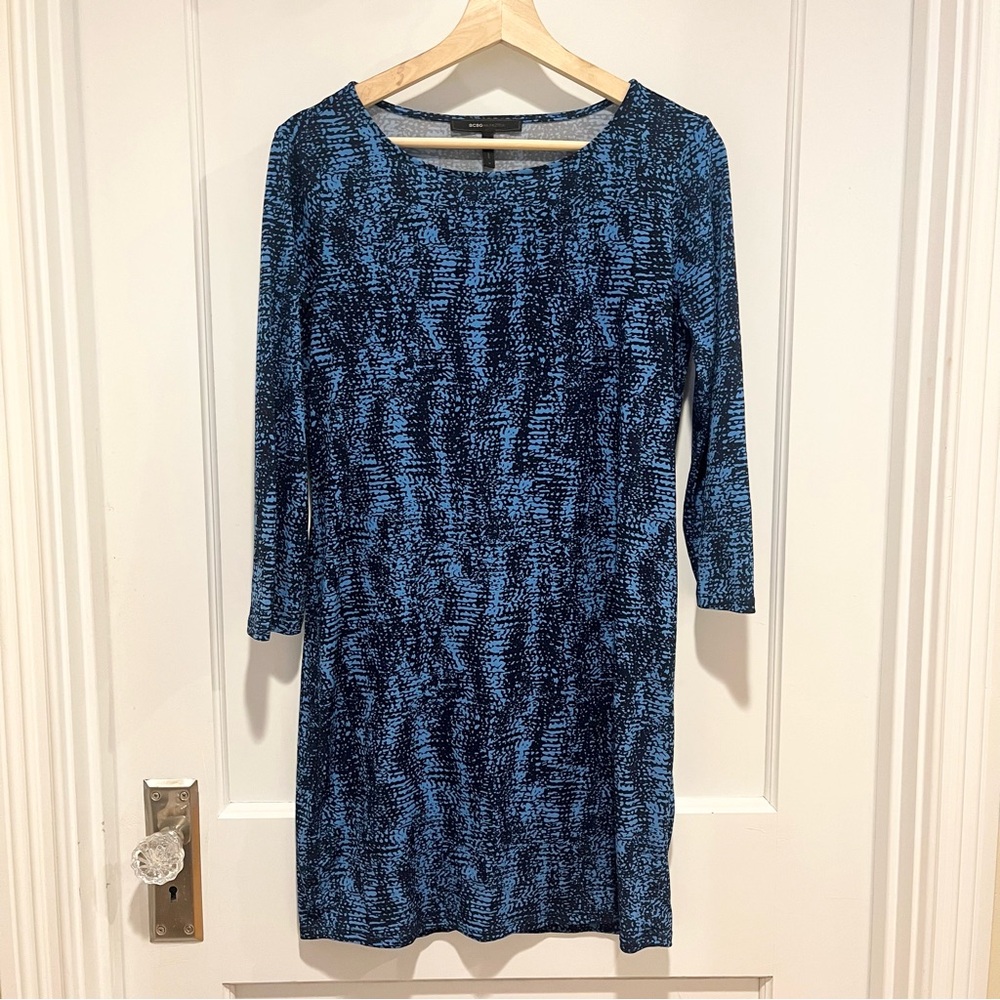 BCBGMaxAzria Printed Jersey Dress Pacific Blue Combo S